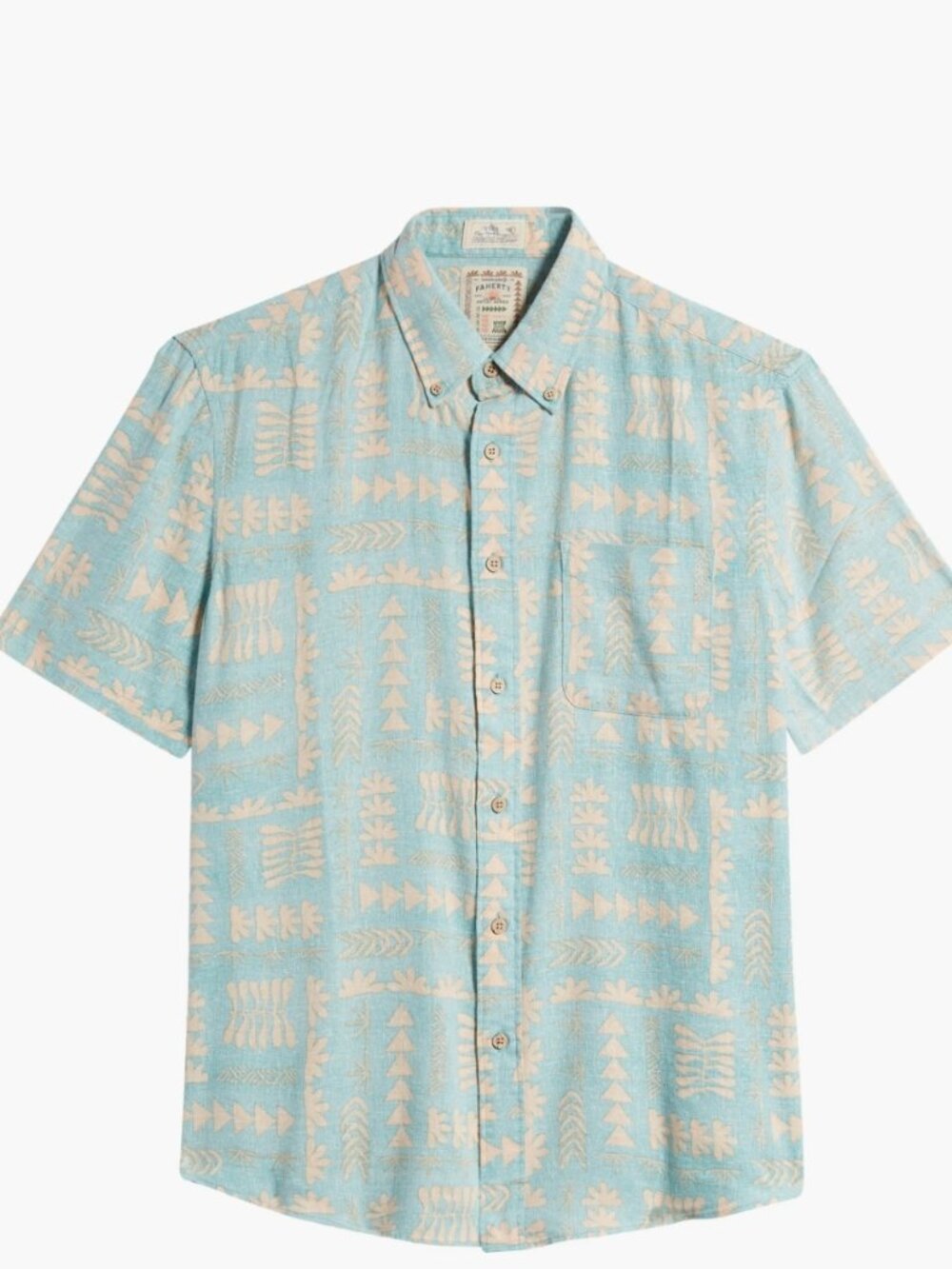NWT FAHERTY Cool Breeze Short Sleeve Shirt in Teal Naupaka Size M